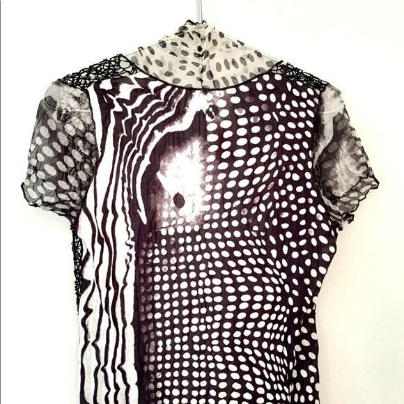 ALBERTO MAKALI Vintage Sheer, Floral, Printed, Beaded, Crochet Duster - Picture 4 of 7